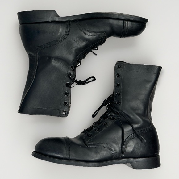 Vintage Biltrite Black Leather Steel Toe Combat Tactical Military Boots 11 R - Picture 1 of 9